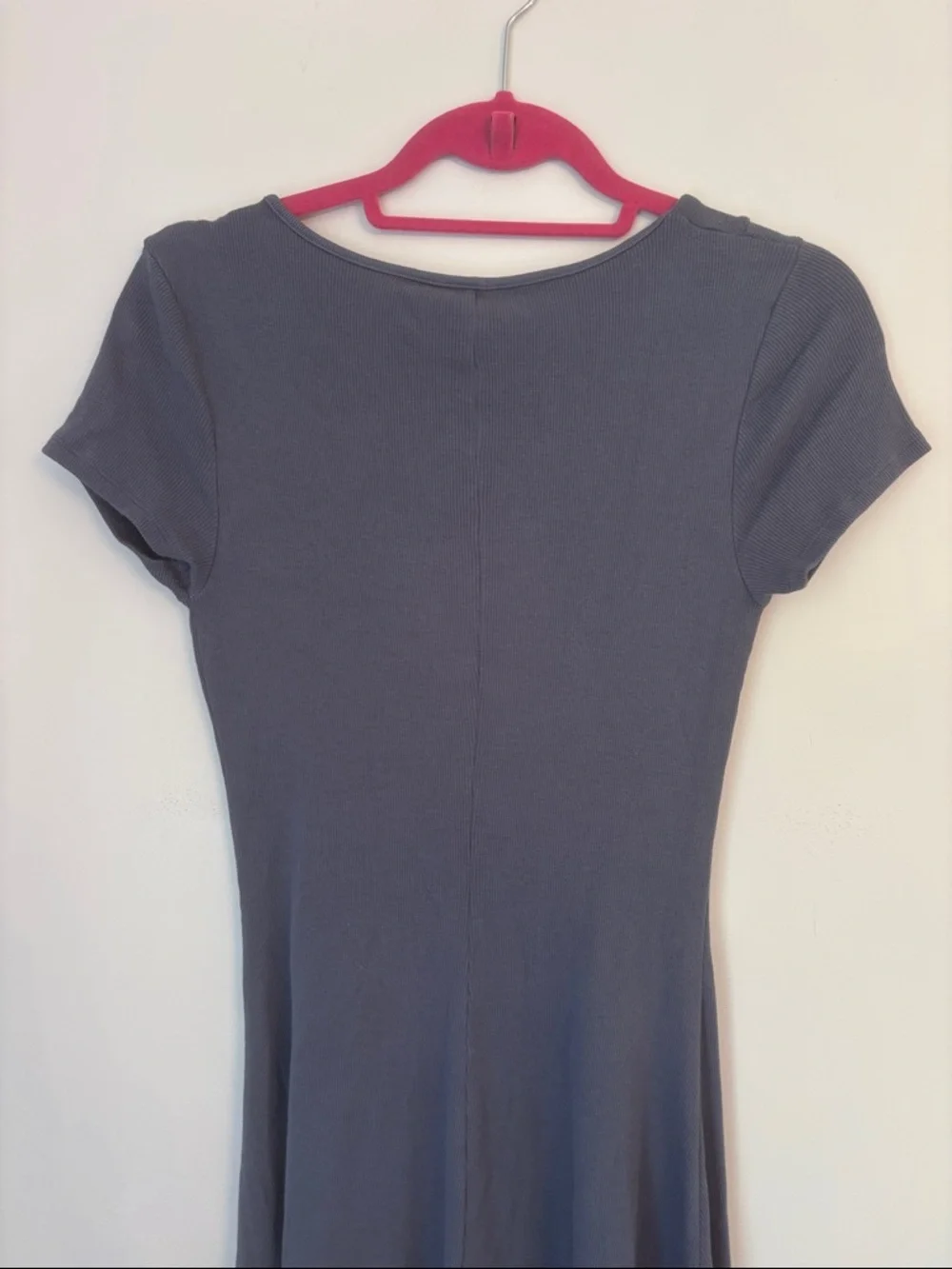 Universal Threas Blue Ribbed Scoopneck Button Down Midi Dress NWT - Picture 4 of 6